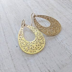 Gold Teardrop Fishhook Earrings